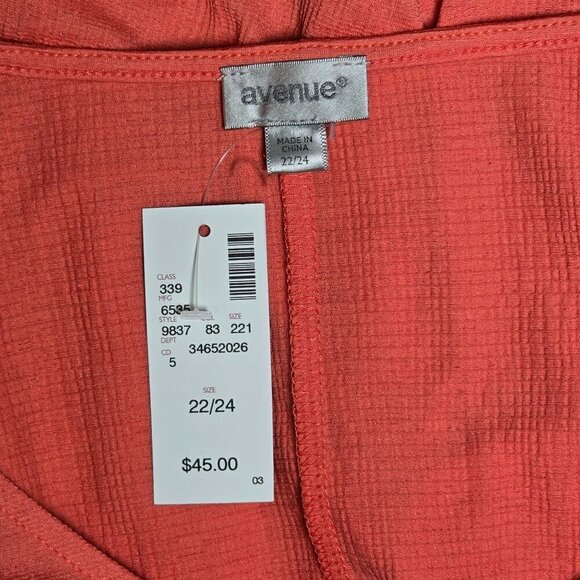 Avenue‎ Coral Textured Top with Side Tie (22/24) - Picture 5 of 7